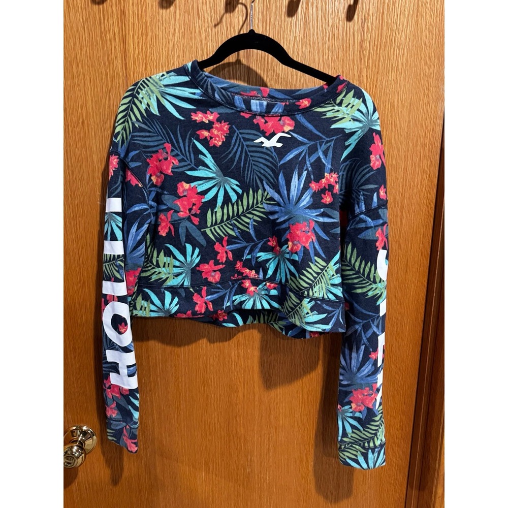 Hollister women's xs tropical cropped sweatshirt